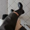 韓國女鞋 質感工裝設計中筒皮靴