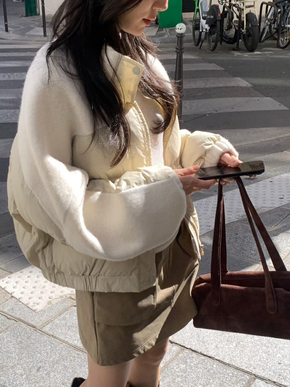 LINE_NOTE_261007_25 韓國女裝 羊駝毛拼接鴨絨外套