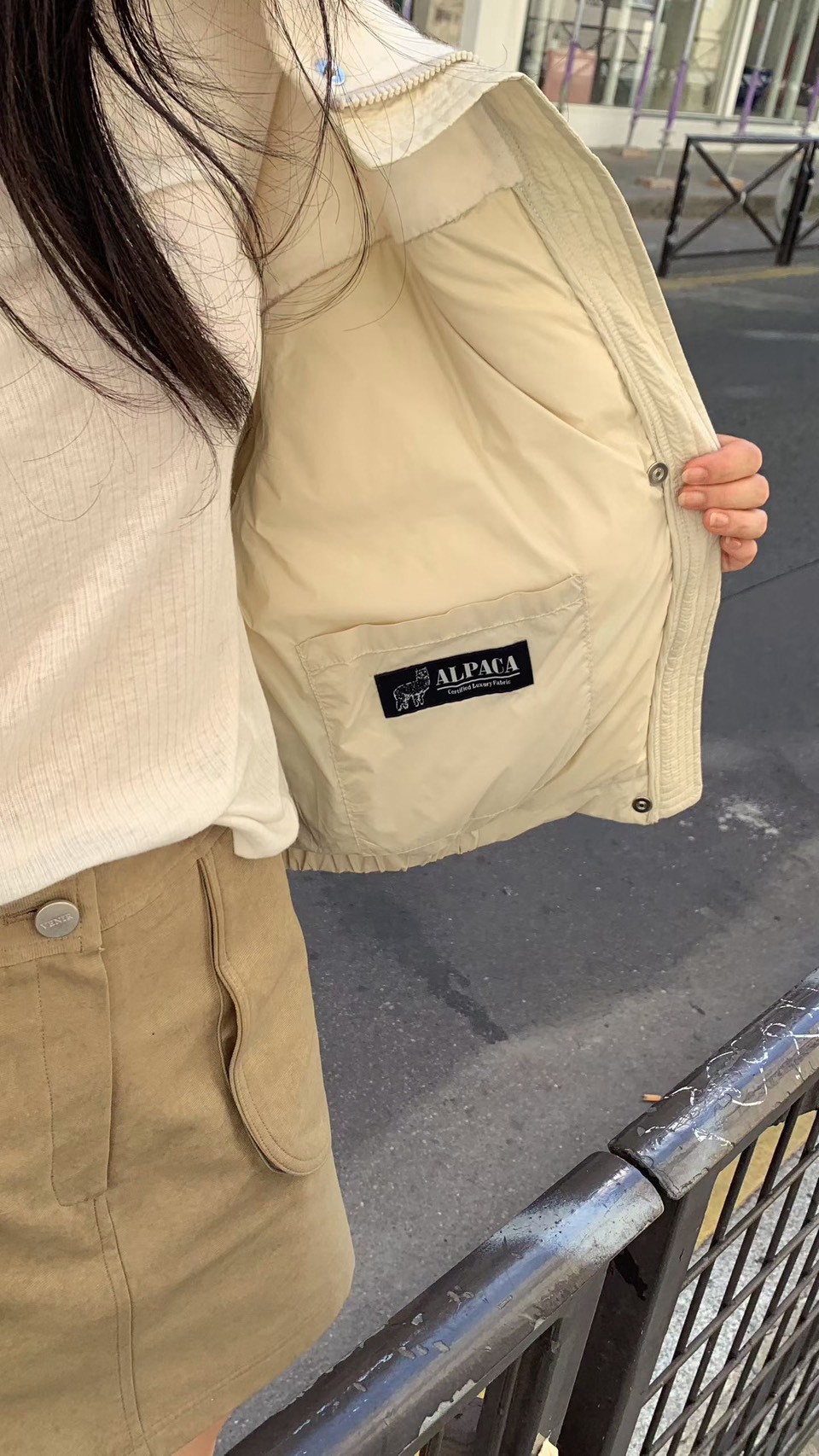 LINE_NOTE_261007_26 韓國女裝 羊駝毛拼接鴨絨外套