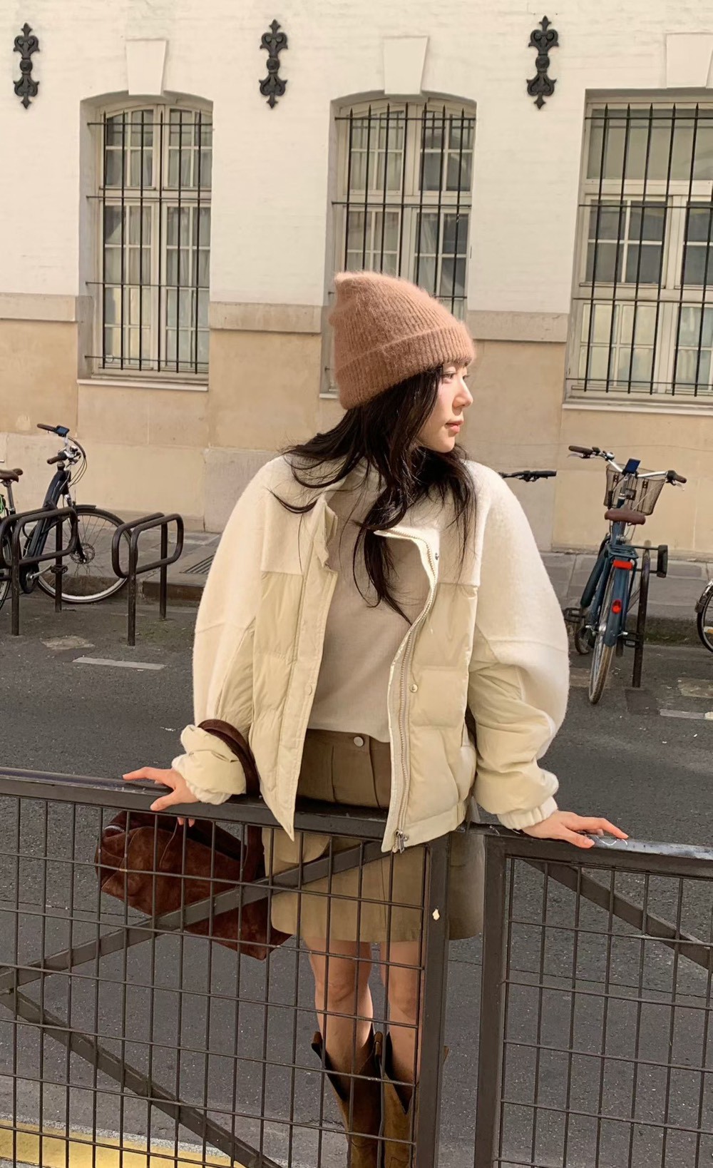 LINE_NOTE_261007_27 韓國女裝 羊駝毛拼接鴨絨外套
